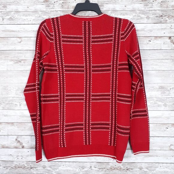 Charter Club Sweater XS Red Black Plaid Christmas 200A - Picture 5 of 5